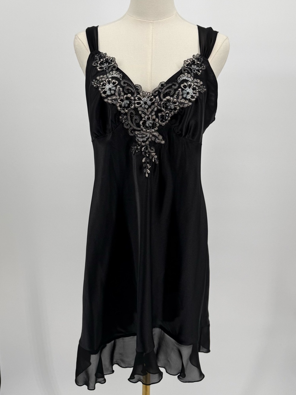 Linea Donatella Black slip with Silver Embellished V-Neck